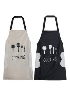 Folanry 2 Pack Kitchen Apron with Hand Wipe,Waterproof and Oil Proof Chef Cooking Apron,Cooking Bib Aprons  - Image 1