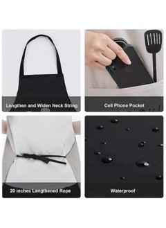 Folanry 2 Pack Kitchen Apron with Hand Wipe,Waterproof and Oil Proof Chef Cooking Apron,Cooking Bib Aprons  - Image 2