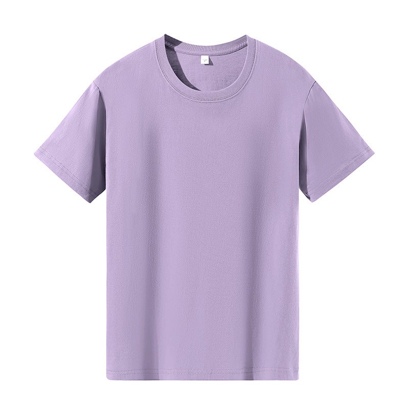 Summer New Style 100 Cotton Round Neck Short-Sleeved T-Shirt for Men and Women, Work Clothes, Team Class Uniforms, Printed Logo Tops Purple