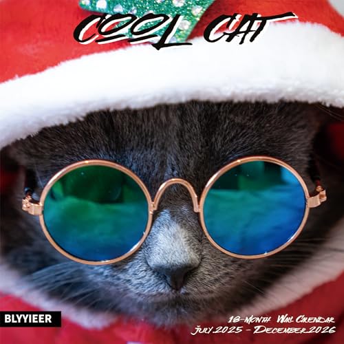 BLYYIEER 2026 Wall Calendar,Calendar 2025-2026,Cool Cat Monthly Wall Calendar, 12" x 24" Open,Family Planner Calendar, Home & Office Organizer,Hangable - Image 2