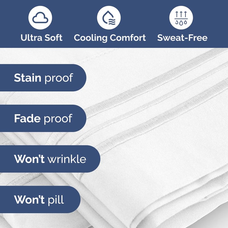 CGK Unlimited Extra Deep Pocket Twin Sheets - 3 Piece Breathable & Cooling Bed Sheets - Hotel Luxury Bed Sheet Set - Soft  Wrinkle Free & Comfy - Easily Fits Extra Deep Mattresses - Deep Pocket Denim Blue Sheets  - Image 4
