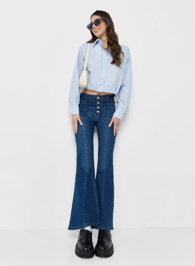 Ginger Button Up High Rise Bootcut Jeans - Image 1