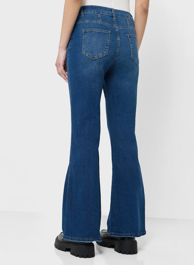 Ginger Button Up High Rise Bootcut Jeans - Image 3