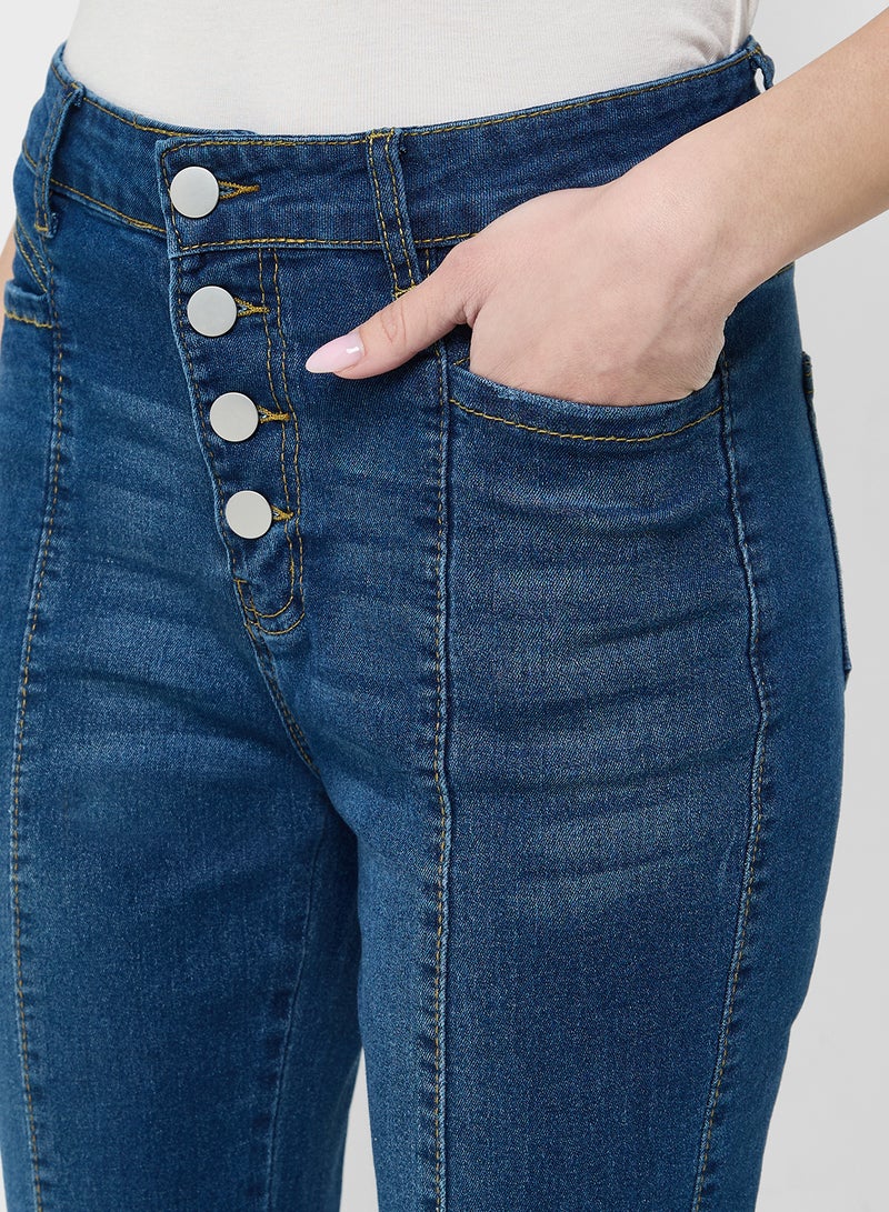 Ginger Button Up High Rise Bootcut Jeans - Image 4