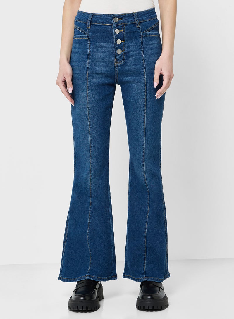 Ginger Button Up High Rise Bootcut Jeans - Image 2
