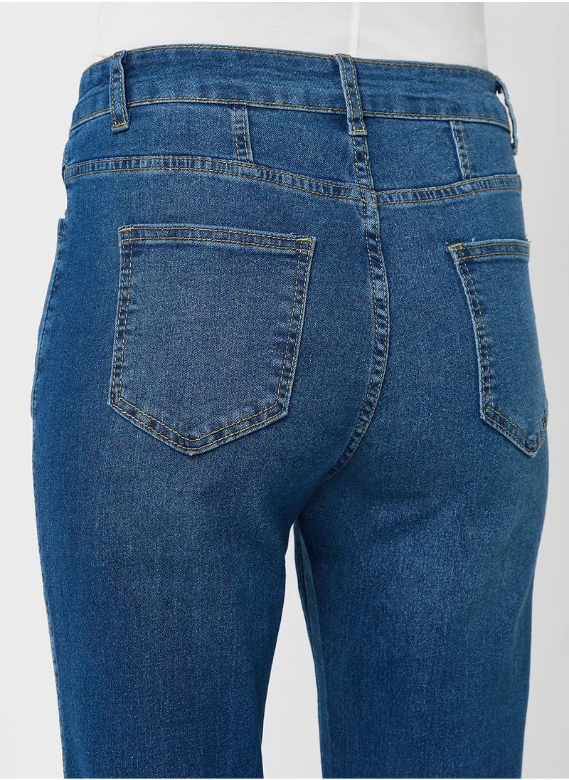 جينجر Button Up High Rise Bootcut Jeans