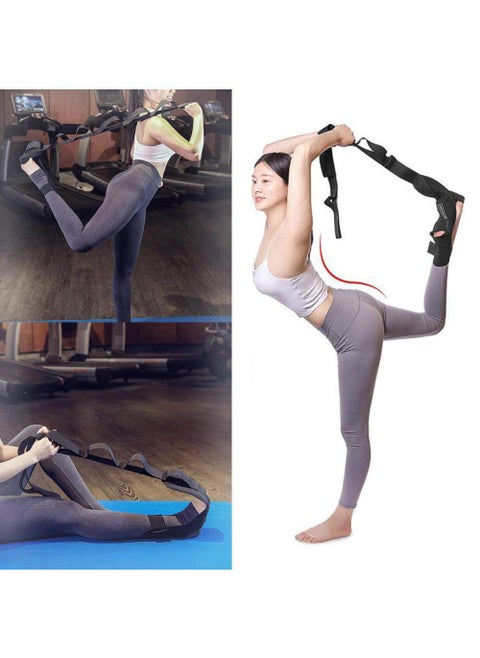 Sports Leg and Foot Stretcher for Pain Relief Plantar Fasciitis Heel Spurs Achilles Tendonitis Yoga Foot & Leg Stretcher Ligament Stretching Belt Calf Stretcher Strap (Black)