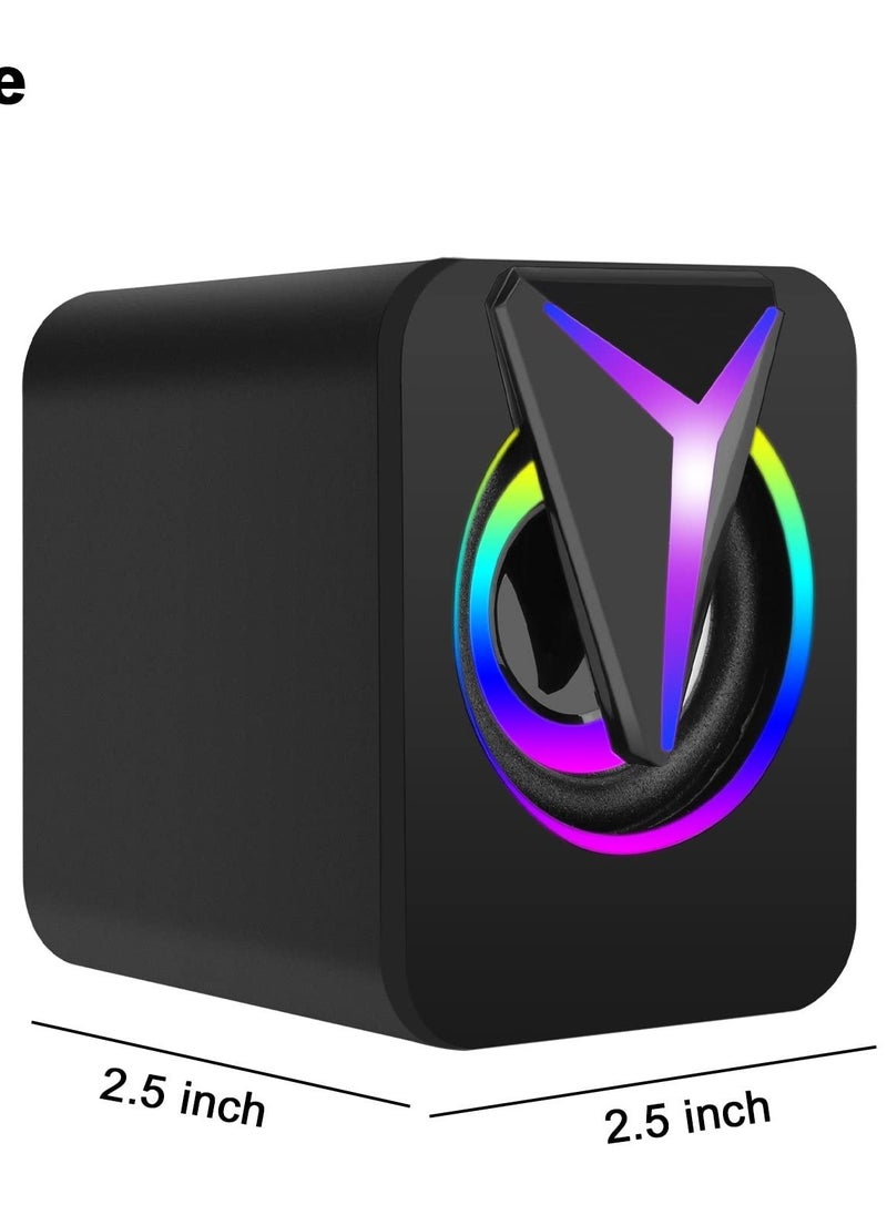 Excefore - Computer Speakers for Desktop, Mini Stereo 2.0 RGB Gaming Speaker, USB Powered Multimedia PC Speaker with Volume Control, LED Lights, 3.5mm Aux-in for Laptop Projector Tablet Cellphone - Image 1