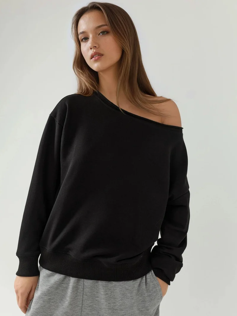 Boat Neck Relaxed Fit Sweatshirt