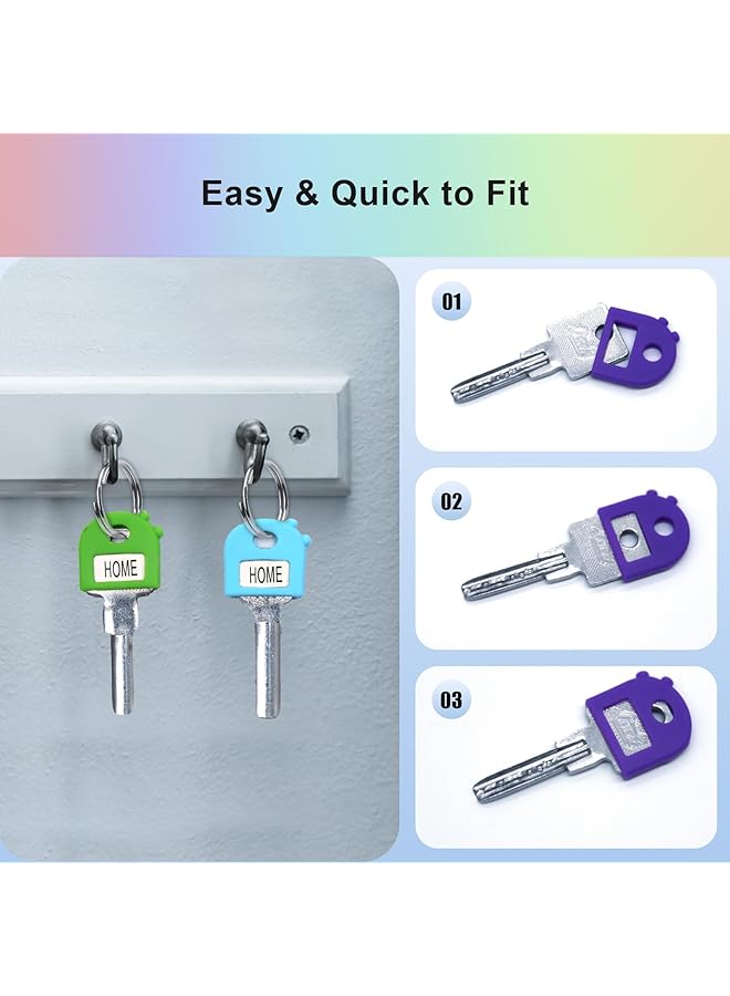 erorex Key Labels Key Color Caps Covers Tags Stretchy All Key Covers Caps Soft Rubber Key Identifiers Key Caps Tags Includes Blank Labels And Printed Labels Pack Of 8 - Image 4