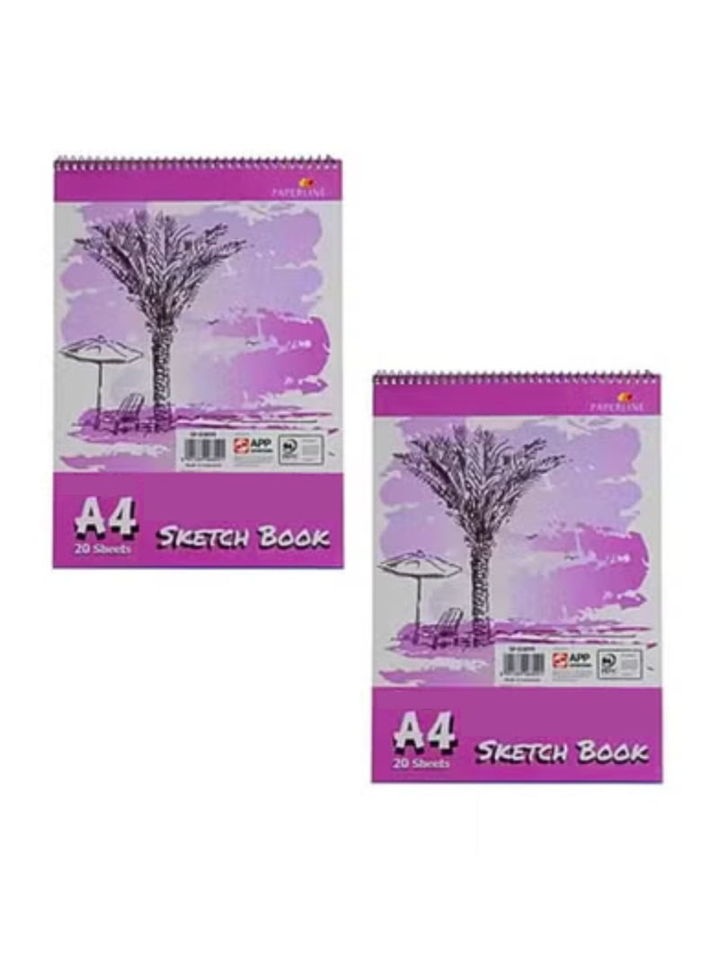 paperline Sketch Book Plain- A4 Size-20 Sheets (Pack of 2) - Image 1