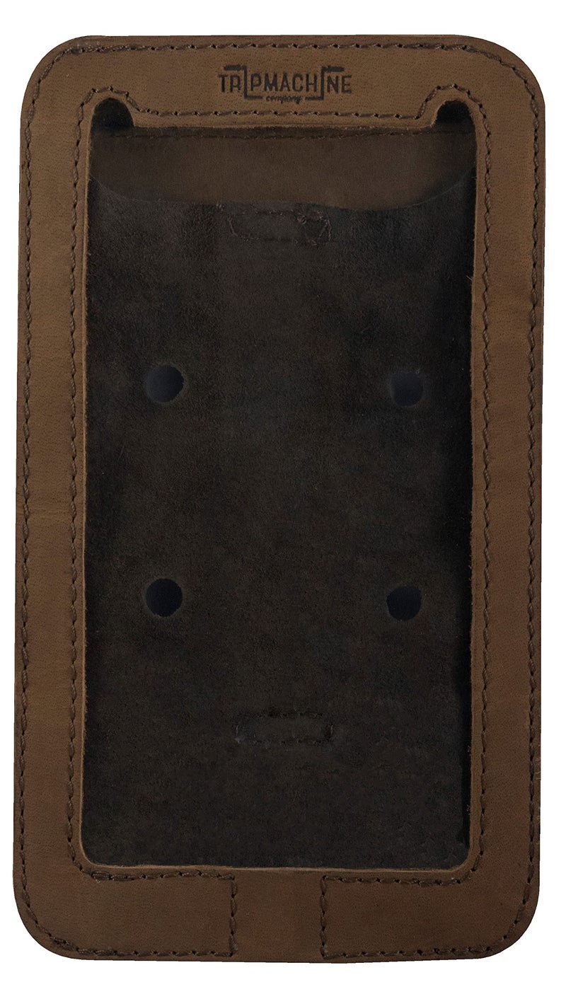 Trip Machine Company Genuine Leather Compact Magnetic Motorcycle Phone/Mobile Pouch & Tank Bag/Pouch for All Motorcycles with a Metal Tank Tobacco Brown - Image 1