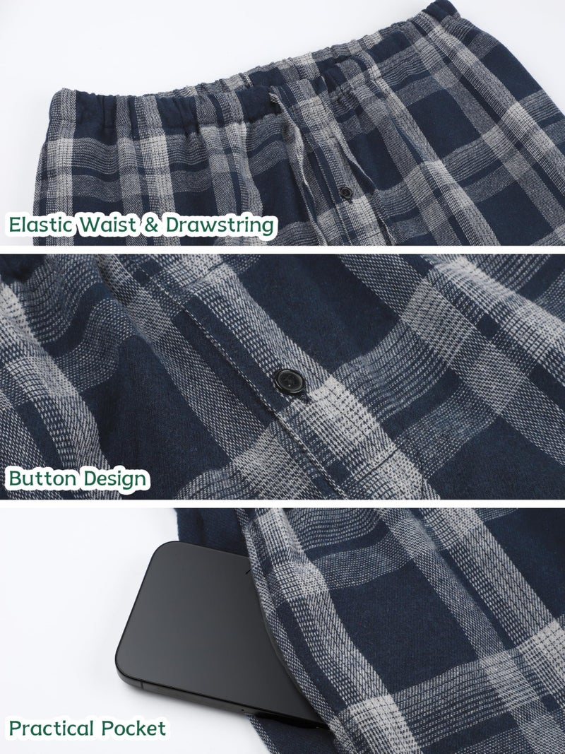Motarto Men's Pajama Pants Flannel Plaid Pajama Sleep & Lounge PJ Bottoms Warm Sleepwear with Drawstring Pockets - Image 3