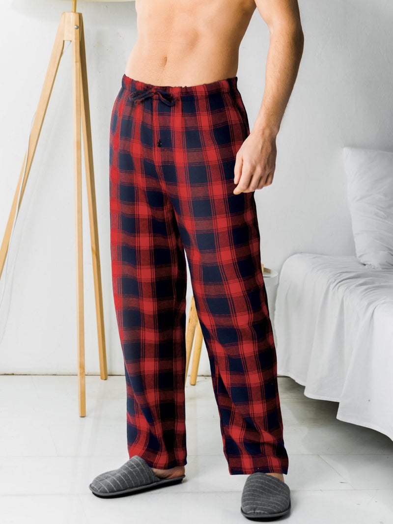 Motarto Men's Pajama Pants Flannel Plaid Pajama Sleep & Lounge PJ Bottoms Warm Sleepwear with Drawstring Pockets - Image 4