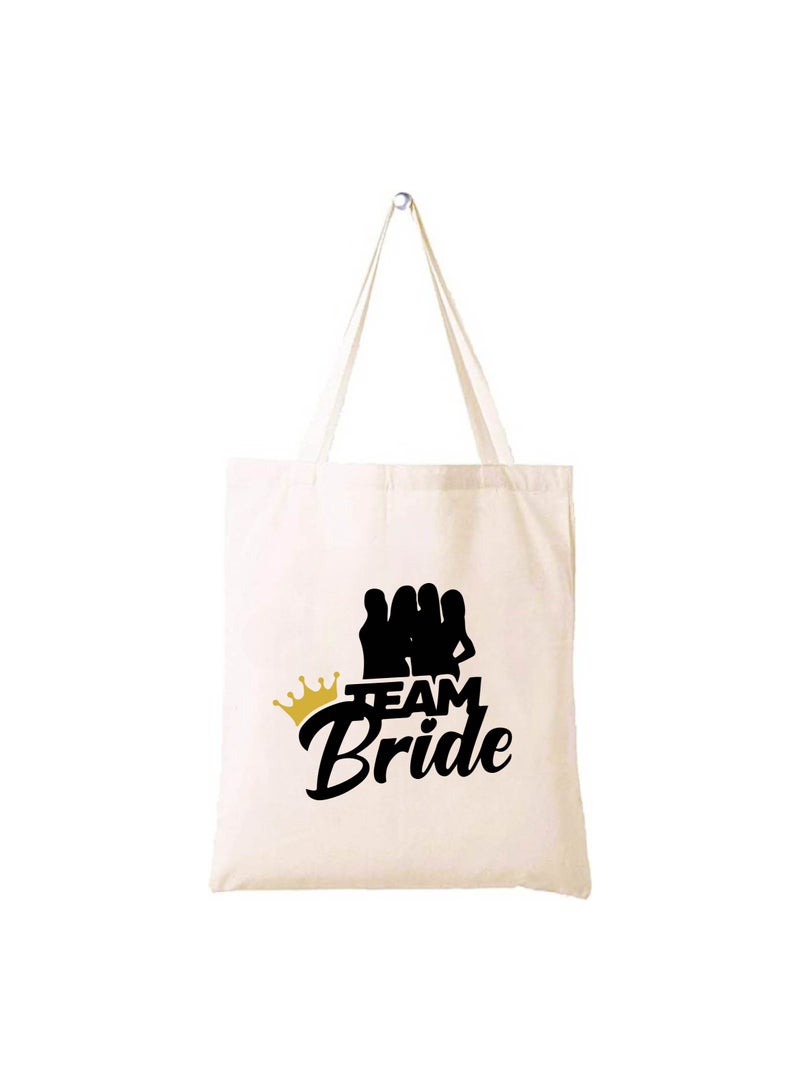 PRINTSHOP4ME Team Bride Bachelorette Party Favor Cotton Tote Bags for the Wedding Party - Bridesmaid Gift Bags with Fun Team Bride Designs - Bachelorette Party Supplies - Image 1