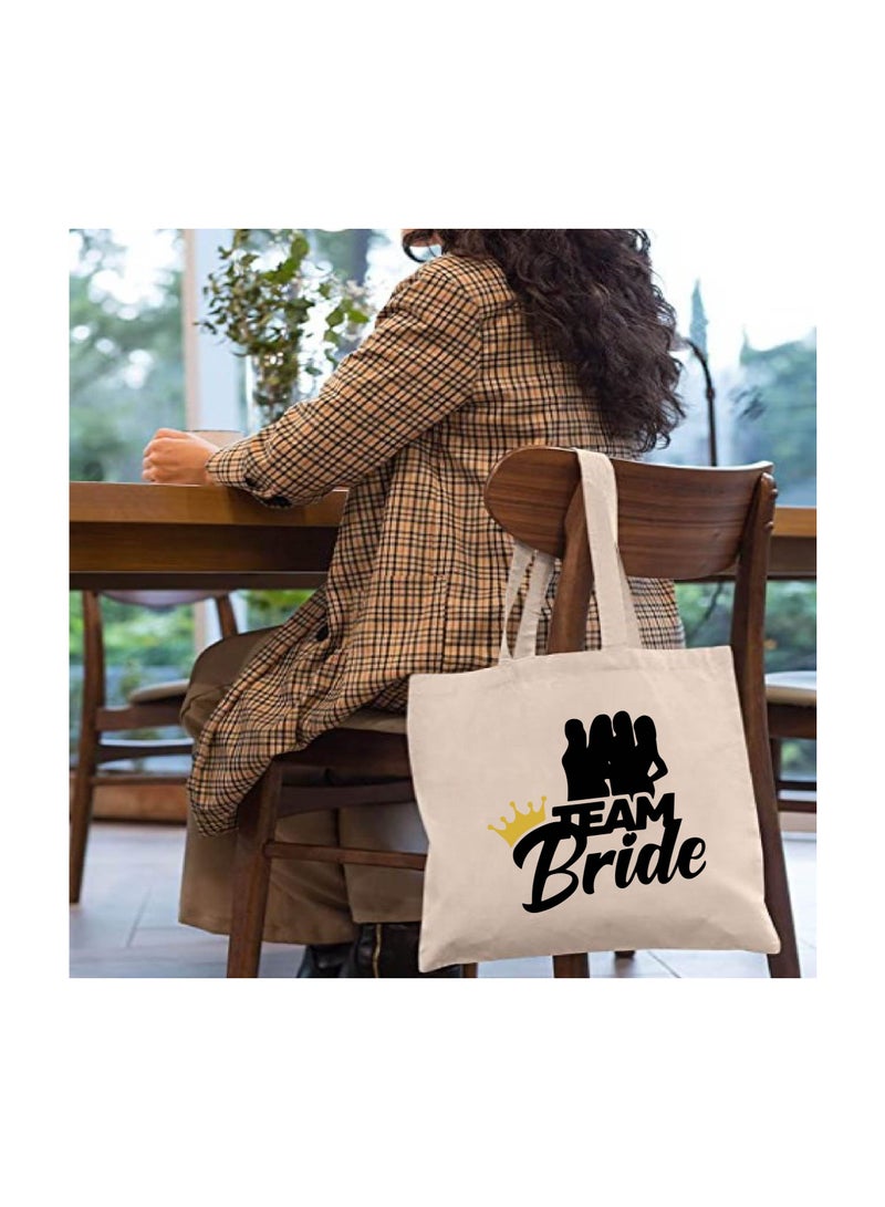 PRINTSHOP4ME Team Bride Bachelorette Party Favor Cotton Tote Bags for the Wedding Party - Bridesmaid Gift Bags with Fun Team Bride Designs - Bachelorette Party Supplies - Image 3