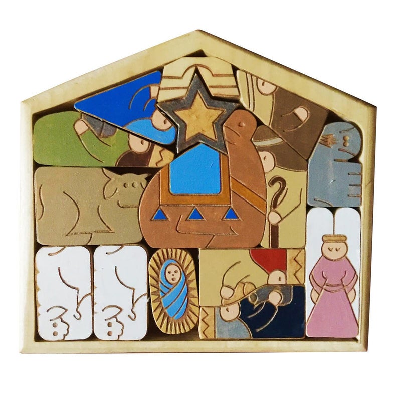 Easter Wooden Puzzle The Birth of Jesus Home Interior Decoration, Wooden Jesus Puzzle Interesting Interior Decoration for Easter Wooden Desktop and Home Decoration - Image 4