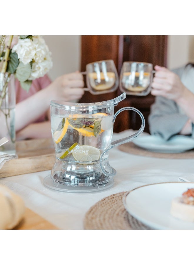 GROSCHE Aberdeen Tea Infuser Teapot & Smart Tea Maker - BPA-Free, Drip-Free Design | Coaster | Easy Brew | Easy Clean Steeper | Loose Leaf Brewing - Stylish Design | 17.7 oz - 1000 ml - Image 5