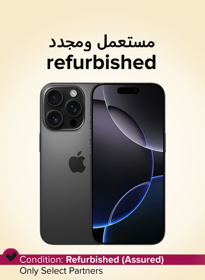 ابل  Refurbished - iPhone 16 Pro 128GB Black Titanium 5G (E-sim only) With FaceTime - USA Version - Image 1
