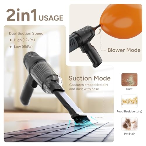 SELLWIZE Powerful Suction 80W Wireless Hand Vacuum & Air Blower 2-in-1 Wireless Vacuum Cleaner, BLDC Motor HEPA Filter, Compact & Lightweight for Car, Home use, & Pet Hair - Image 4