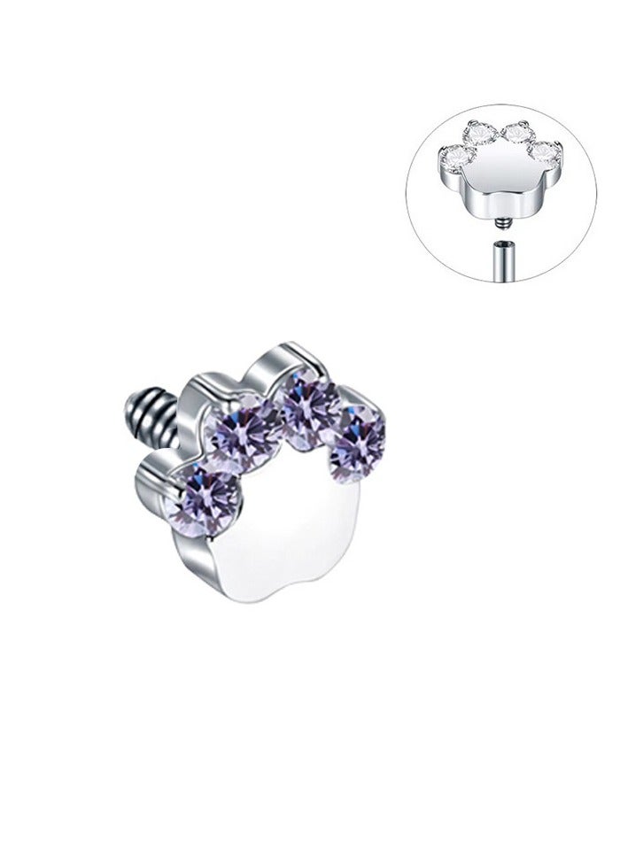 إينوشا مجموعة مجوهرات التيتانيوم المقاوم للحساسية: خاتم أنف و أقراط و خاتم شفاه على شكل حذوة فرس و كف القط المرصع بالماس - Image 4