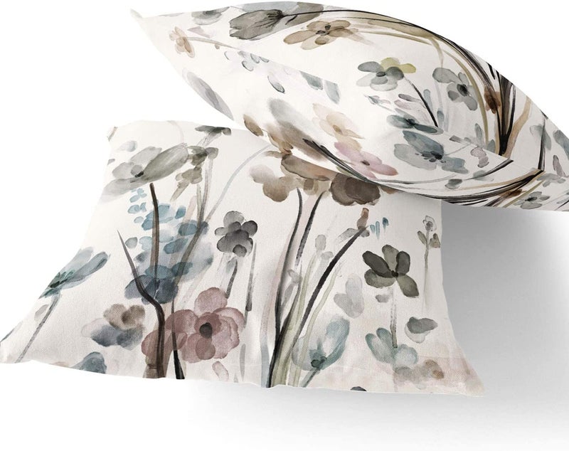 Qesonoo Flower Throw Pillow Covers 20x20 Set of 2  Cozy Flowers Pillow Cushion Cases  Modern Decorative Square Pillowcases for Sofa Couch Bedroom Living Room Car Seat - Image 4