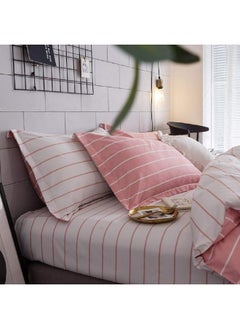 Erosebridal Pink Comforter Cover Queen Size Girls White Stripe Decor Bedding Set, Simple Fashion Style Duvet Cover, Soft Microfiber Reversible Bedspread, 3 Pieces Kids Boys Women Modern Quilt Cover, No Comforter  - Image 2