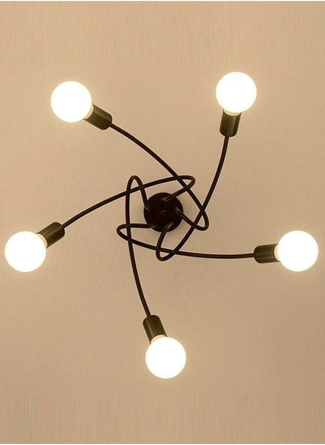 Haikomin Retro Industrial Chandelier Wrought Iron LED Ceiling Lamp E27 Light Living Room Modern Decor Home Lighting  - Image 5