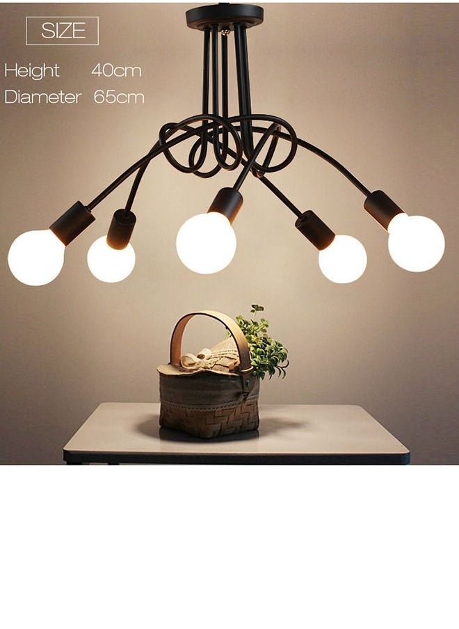 Haikomin Retro Industrial Chandelier Wrought Iron LED Ceiling Lamp E27 Light Living Room Modern Decor Home Lighting  - Image 4