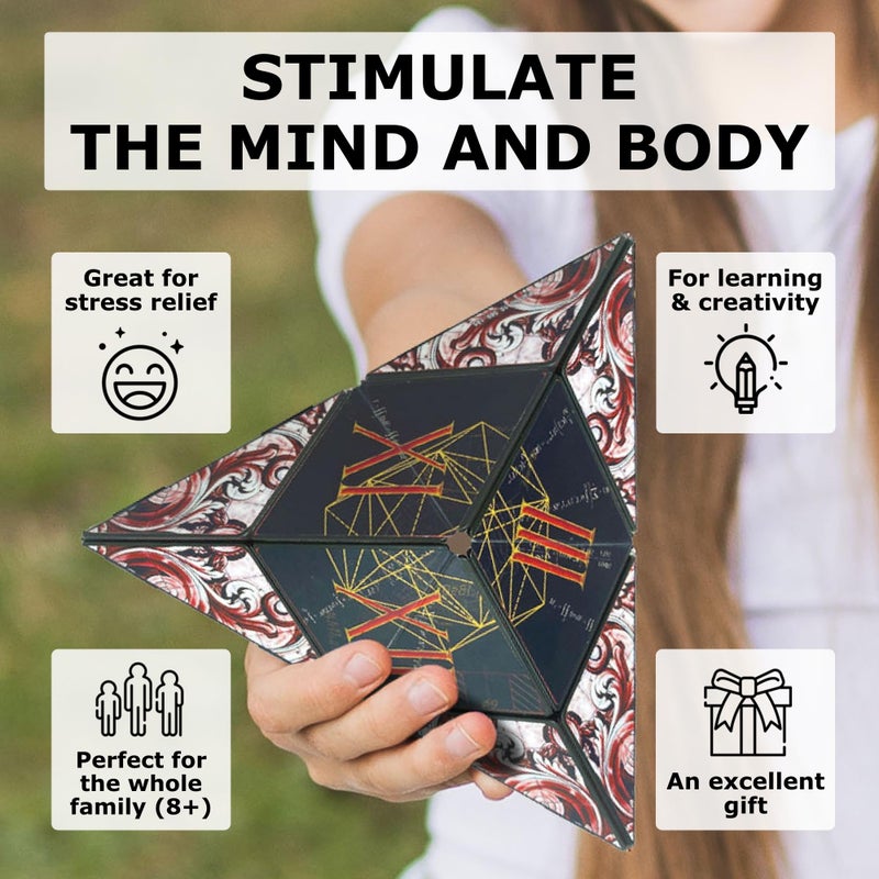 SHASHIBO Shape Shifting Box - Award-Winning Fidget Toy w/ 36 Rare Earth Magnets - Fidget Cube Transforms Into Over 70 Shapes, Sensory Toy Gift for Kids, Teens, and Adults (Renaissance) - Image 3