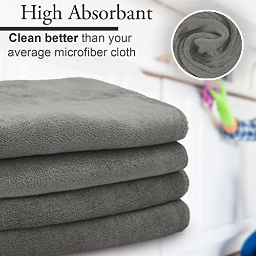 Sassoon Highly Absorbent Microfiber Cleaning Cloth in 450 GSM (4 Pcs, Grey) (40x40cm) Thick Lint & Streak-Free Multipurpose - Image 2