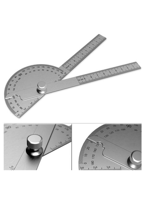 Stainless Steel Protractor, 180 Degrees Two Arm Ruler Adjustable Angle Protractor Woodworking Ruler Craftsman Angle Measure Tool