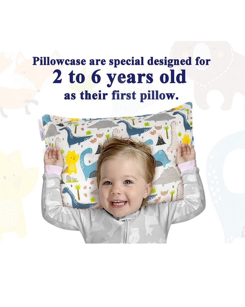 ALVABABY Toddler Pillowcases 2 Pack Organic Cotton Kids Pillow Cover Fit 13"x 18" or 12"x16" Envelope for Girl Boy Sleepy Travel Dinosaur Bear(Pillowcase Only) - Image 5
