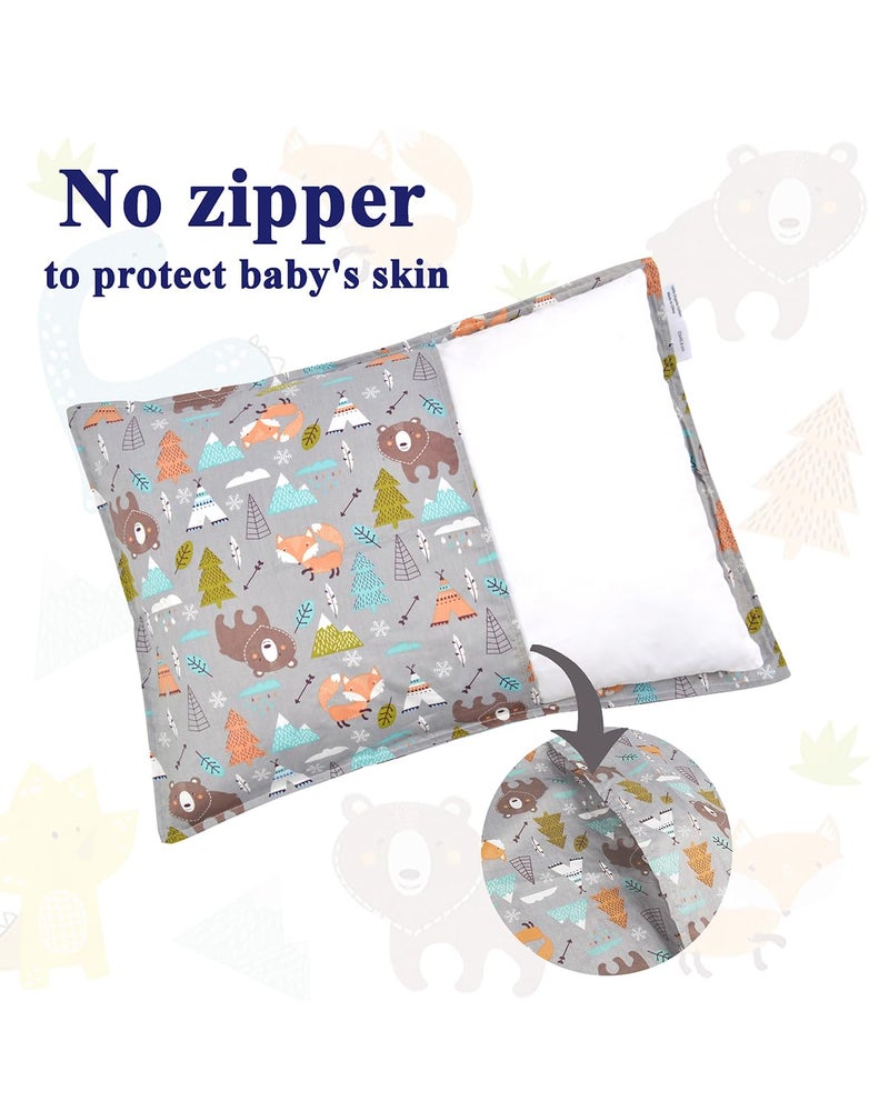ALVABABY Toddler Pillowcases 2 Pack Organic Cotton Kids Pillow Cover Fit 13"x 18" or 12"x16" Envelope for Girl Boy Sleepy Travel Dinosaur Bear(Pillowcase Only) - Image 4