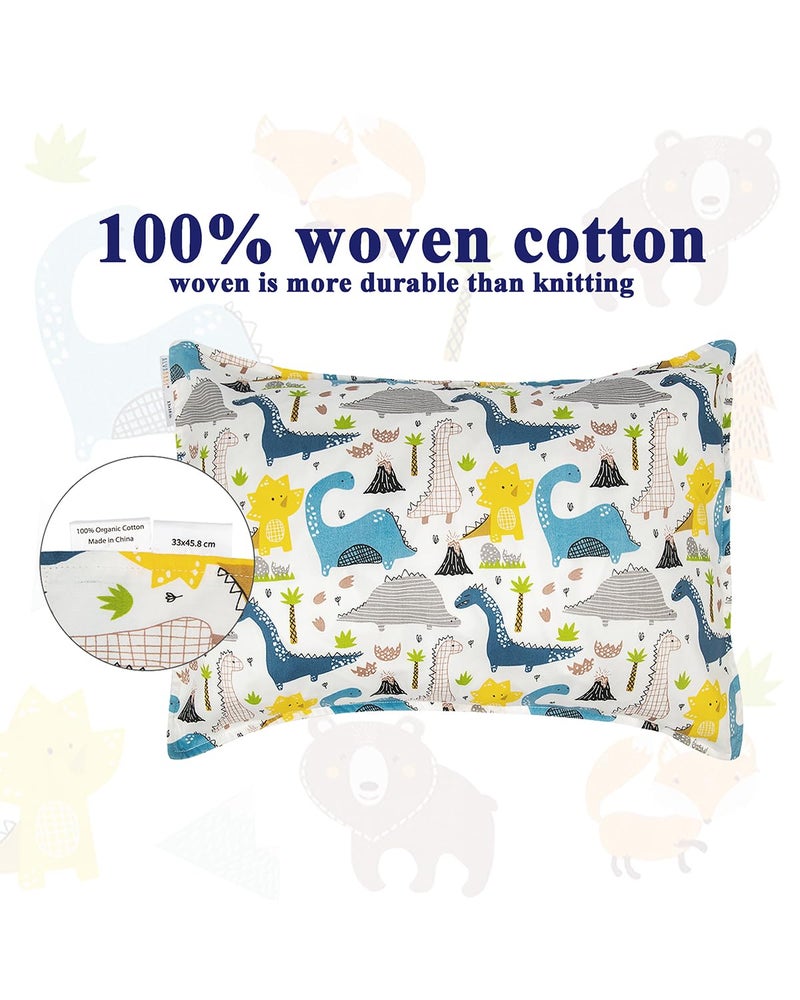 ALVABABY Toddler Pillowcases 2 Pack Organic Cotton Kids Pillow Cover Fit 13"x 18" or 12"x16" Envelope for Girl Boy Sleepy Travel Dinosaur Bear(Pillowcase Only) - Image 2