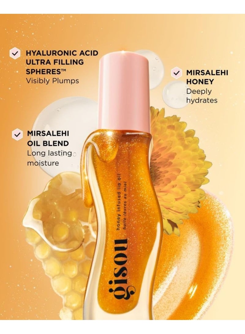 Gisou Golden Shimmer Glow Honey Infused Lip Oil | Hydrating & Nourishing Glossy Lip Oil with Mirsalehi Honey | Natural Golden Radiance & Non-Sticky Shine, 0.27 oz / 8ml - Image 5