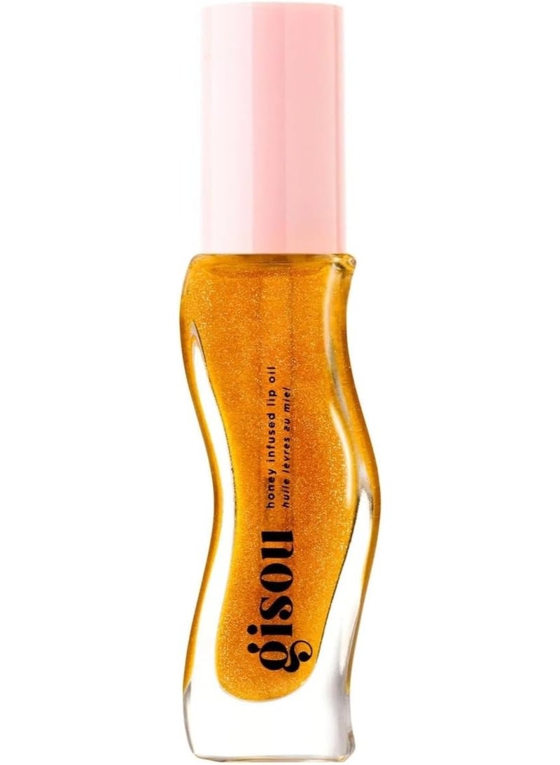 Gisou Golden Shimmer Glow Honey Infused Lip Oil | Hydrating & Nourishing Glossy Lip Oil with Mirsalehi Honey | Natural Golden Radiance & Non-Sticky Shine, 0.27 oz / 8ml - Image 1
