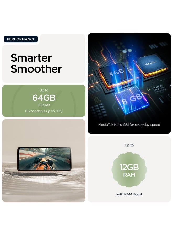 موتورولا G06، شريحتان (Dual SIM)، يدعم شبكة 4G، لون PANTONE Tendril، ذاكرة وصول عشوائي (RAM) سعة 4 جيجابايت، سعة تخزين 64 جيجابايت - إصدار الشرق الأوسط - Image 3