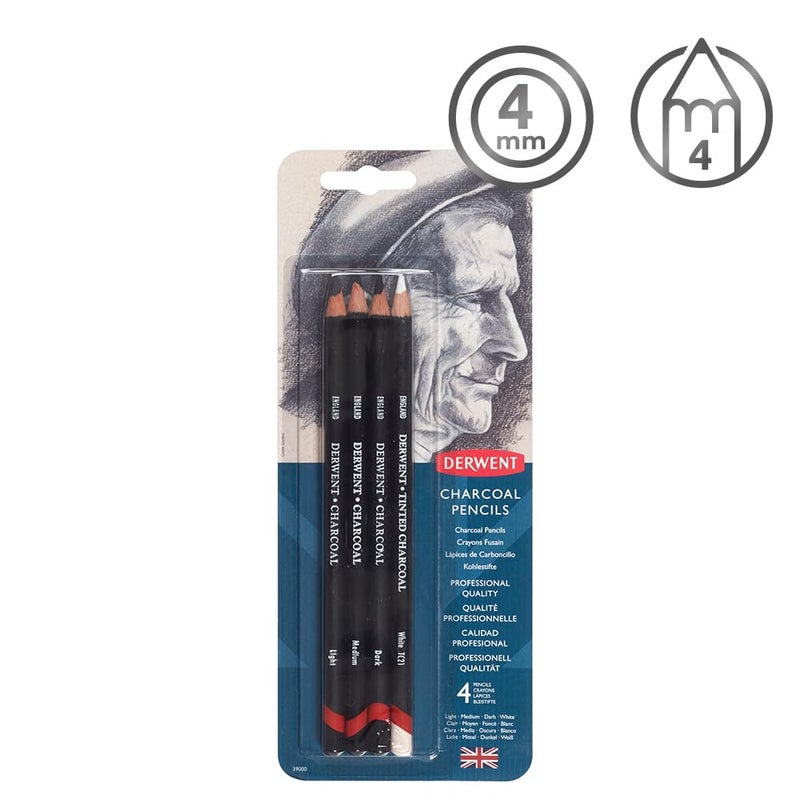 Derwent Charcoal Pencils Blister (Set of 4) - Image 2