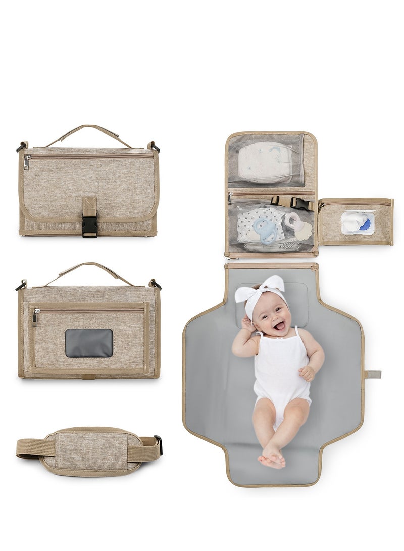 Portable Baby Changing Mat Detachable Waterproof Travel Diaper Changing Pad with Shoulder Strap Wipes Pocket Newborn Essentials Baby Shower Gifts  - Image 1