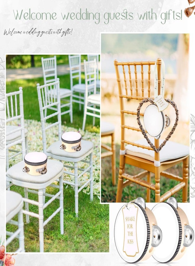 Lukmaa 24 Set 4 Inch Tambourine for Adults Wooden Hand Held Drum with Metal Jingles, Gift Tags, White I Love You Printed Ribbon Percussion Gift Musical Instrument for Church Wedding Party Favor - Image 4