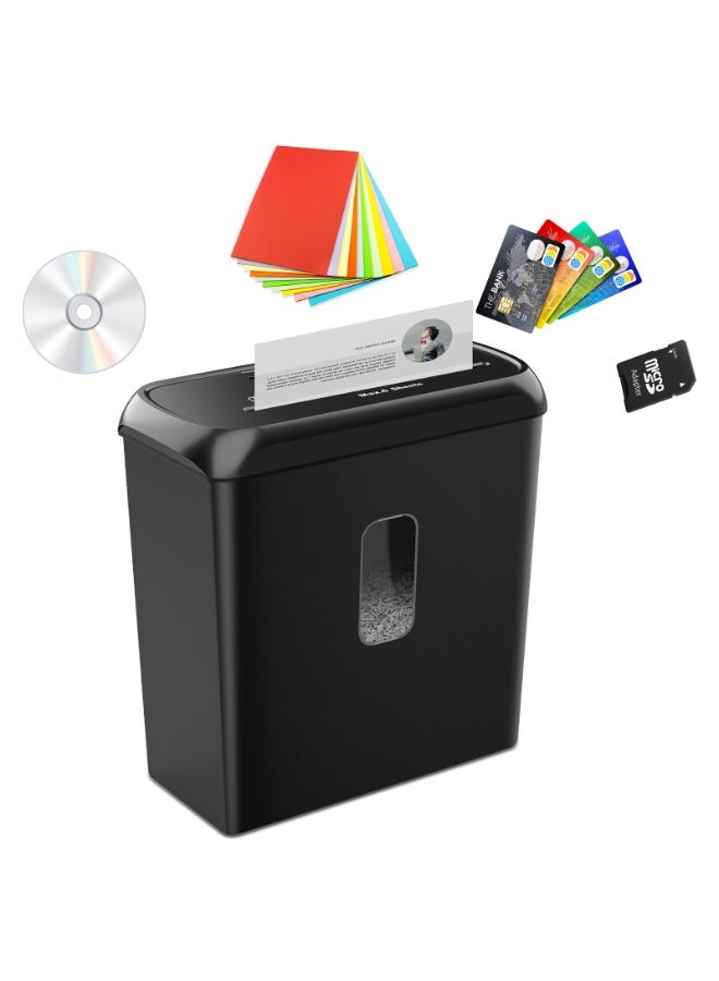 سنشر آلة تقطيع الورق SCH06 - سعة 6 ورقات، تقطيع الأقراص المدمجة وبطاقات الائتمان، سلة مهملات سعة 11 لترًا - مثالية للمنزل أو المكتب - Image 1