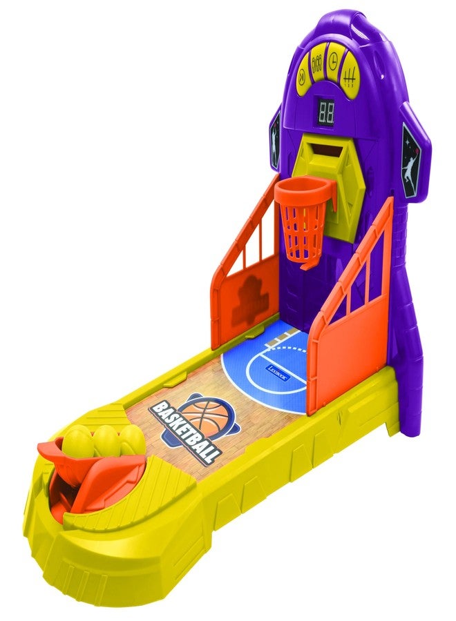 Lexibook JG910 Electronic Basketball Game, Sound and Light Effects, Movable Playing Field, 3 Difficulty Levels, 1 to 4 Players, Purple/Yellow - Image 1