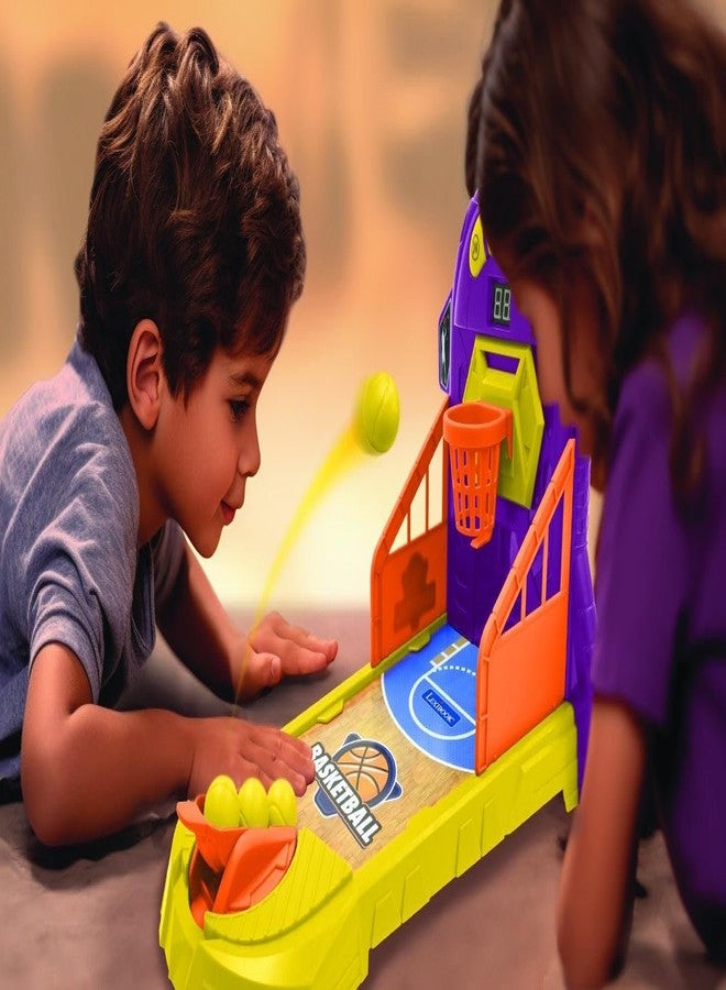 Lexibook JG910 Electronic Basketball Game, Sound and Light Effects, Movable Playing Field, 3 Difficulty Levels, 1 to 4 Players, Purple/Yellow - Image 4