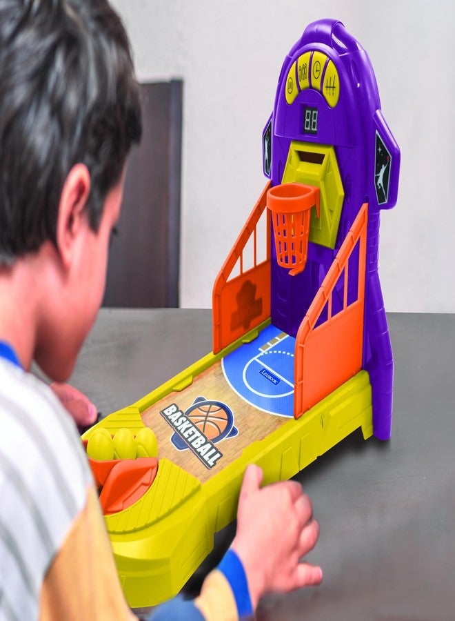 Lexibook JG910 Electronic Basketball Game, Sound and Light Effects, Movable Playing Field, 3 Difficulty Levels, 1 to 4 Players, Purple/Yellow - Image 5