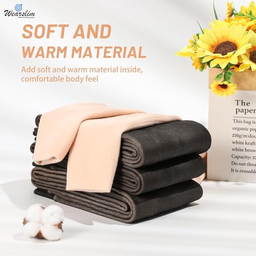 Wearslim Thermal Bottom for Women, Black Soft Fur Semi Opaque Fleece Lined Leggings, Stretchable Winter Wear Tights for Workout & Yoga High Waisted Warm Gym Pant - (Size: 31 to 32) Inch - Image 5