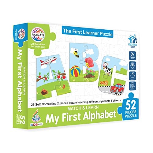 Ratna's Match & Learn My First Alphabets 2 Pieces Educational Puzzle Teaching Different Alphabets & Objects for Kids - Image 1