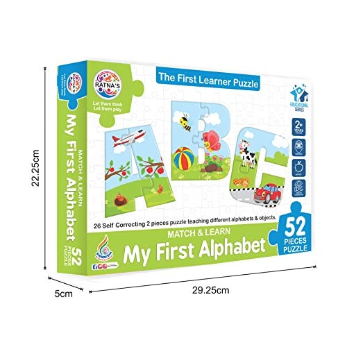 Ratna's Match & Learn My First Alphabets 2 Pieces Educational Puzzle Teaching Different Alphabets & Objects for Kids - Image 5