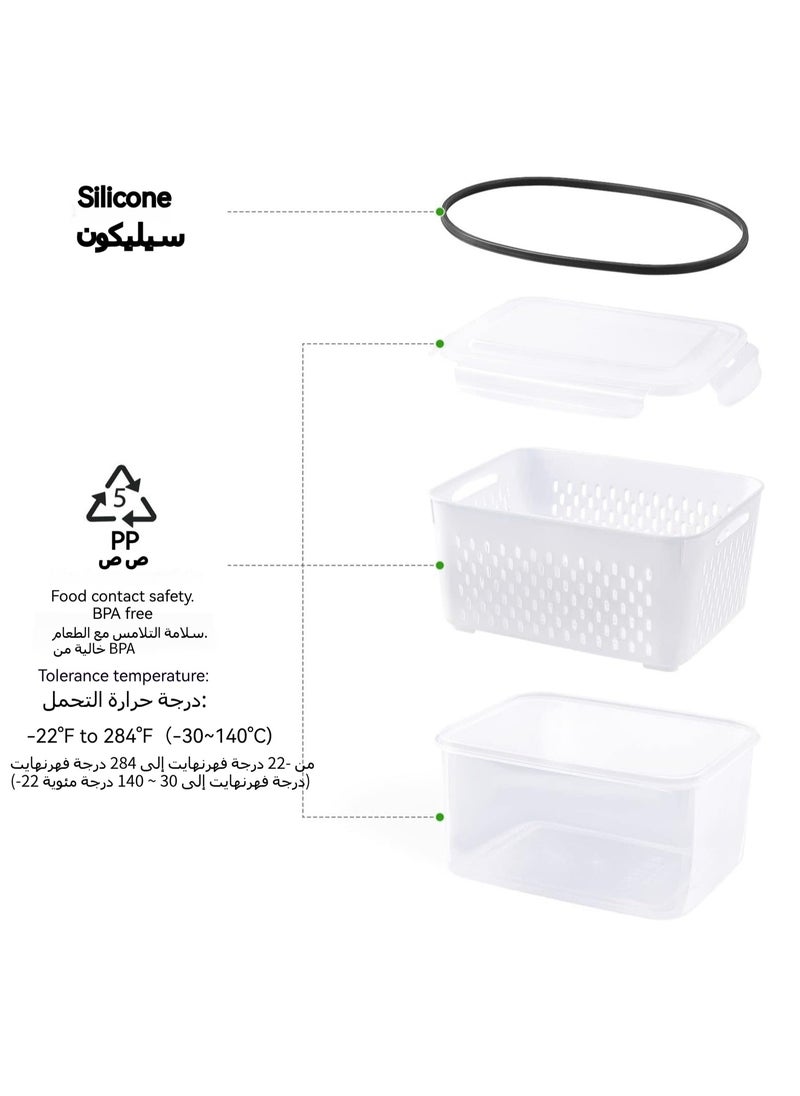 6 PCS Large Fruit Containers for Fridge, Food Storage Containers with Removable Colander