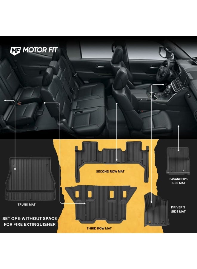 موتور فيت طقم سجادات أرضية MOTOR FIT لسيارة تويوتا لاند كروزر LC300 موديلات 2021-2025، مكون من 5 قطع (بدون مكان مخصص لمطفأة الحريق) | سجادات أرضية من مادة TPE مقاومة لجميع الأحوال الجوية، صديقة للبيئة وعديمة الرائحة - Image 3